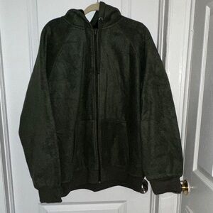 St. John's Bay Men's Olive Green Hooded Zip-Up Sweater